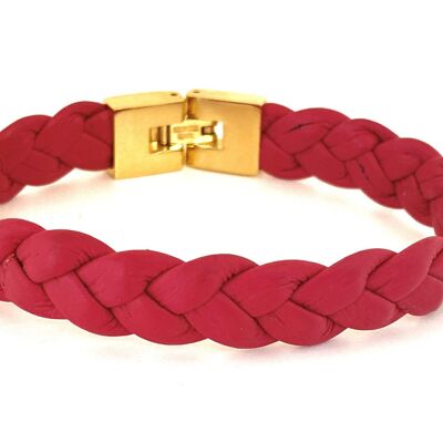Pink braided leather bracelet