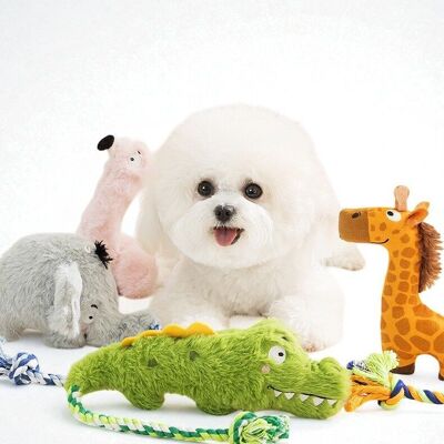 Giocattoli di peluche che squittiscono per cani - Corda interattiva da tirare e giocattolo da masticare per animali domestici