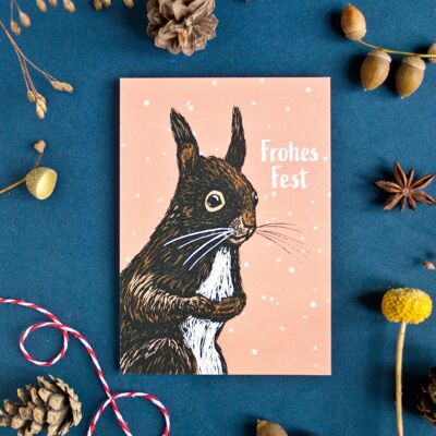 Christmas card squirrel, A6