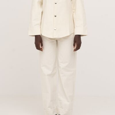 Pantaloni in denim color crema Agenda