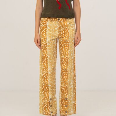 Jeans in denim con stampa cervo