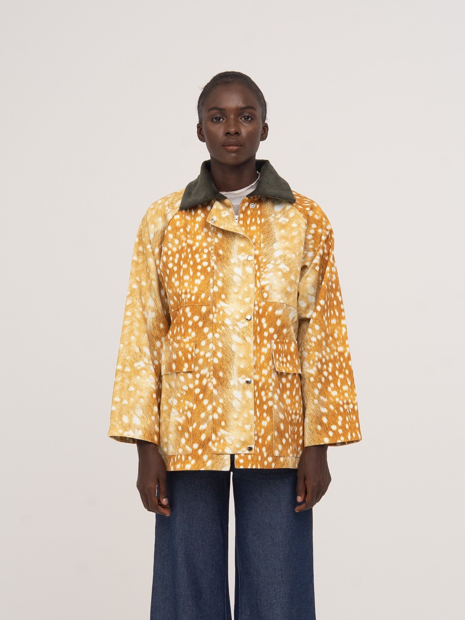 Giacca in denim con stampa cervo