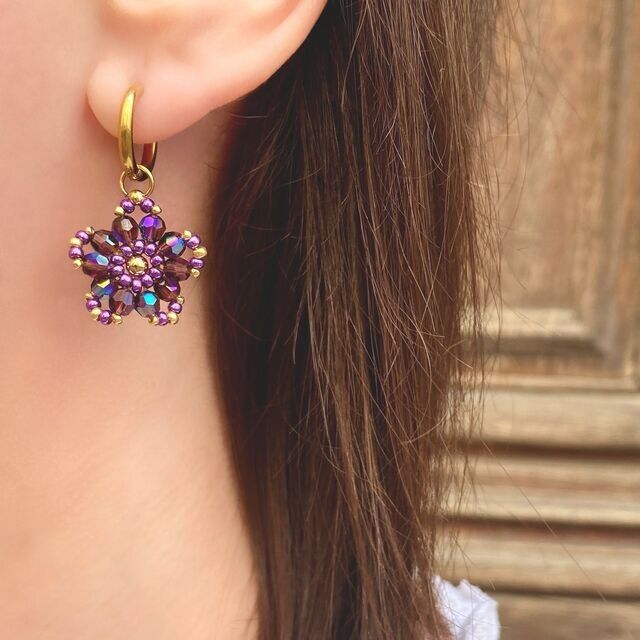 Poppy crystal weave earrings