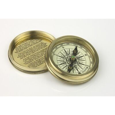 Brújula con poema de Robert Frost, 7 cm