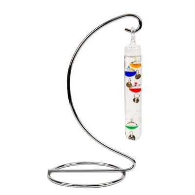 Thermomètre de Galilée sur support métallique, 24 cm
