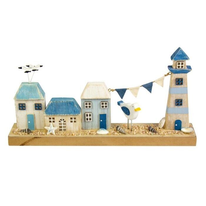 Faro e 3 cottage su basamento, 32 cm