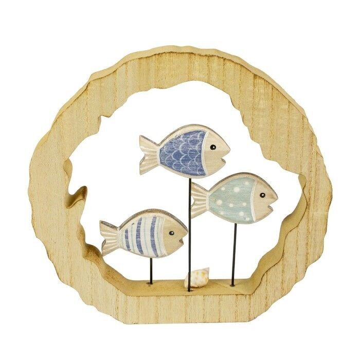Tre pesci in cornice di tronchi, 20 cm