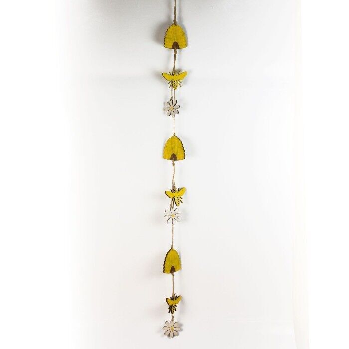 Alveare in legno e ghirlanda di fiori, 90 cm