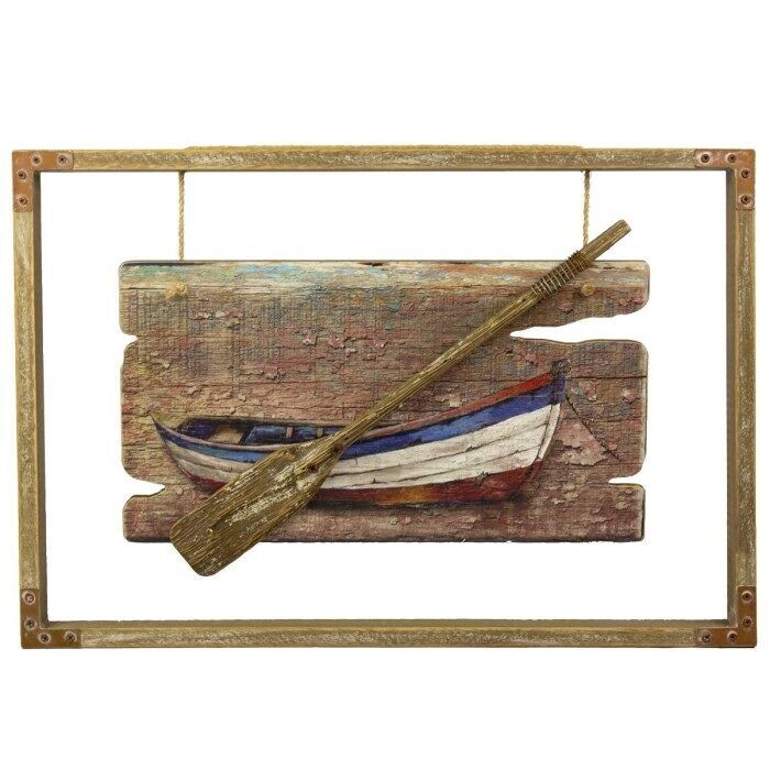 Quadro di barca a remi con cornice, 43x29 cm