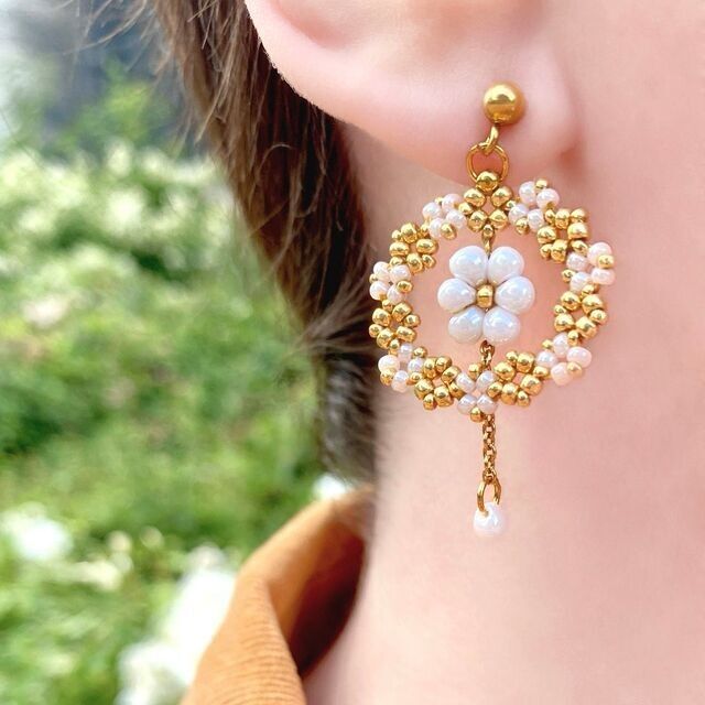 Harumi floral beaded weave earrings