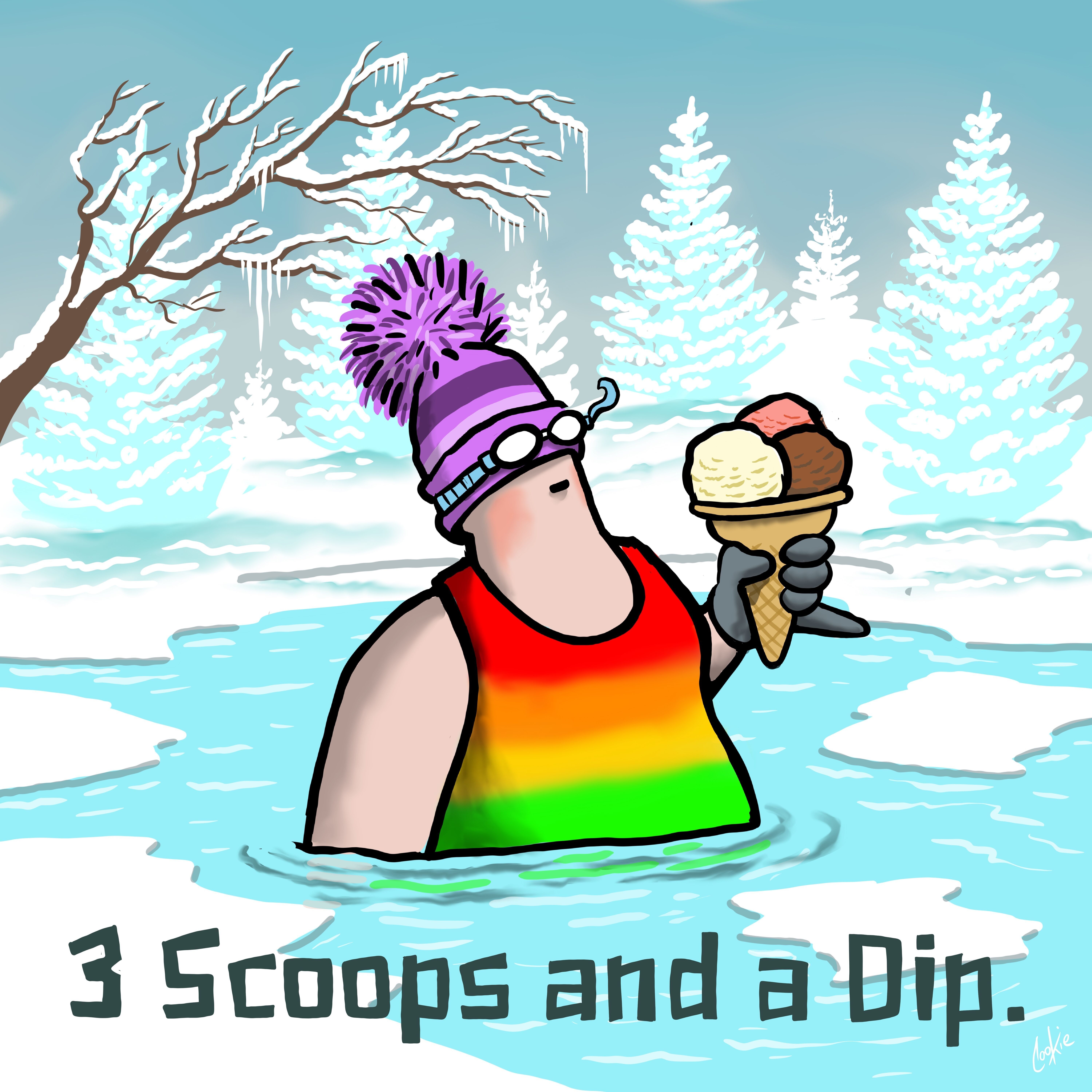 Flocker | 3 Scoops and a Dip | Kimmer Blank Greetings Cards
