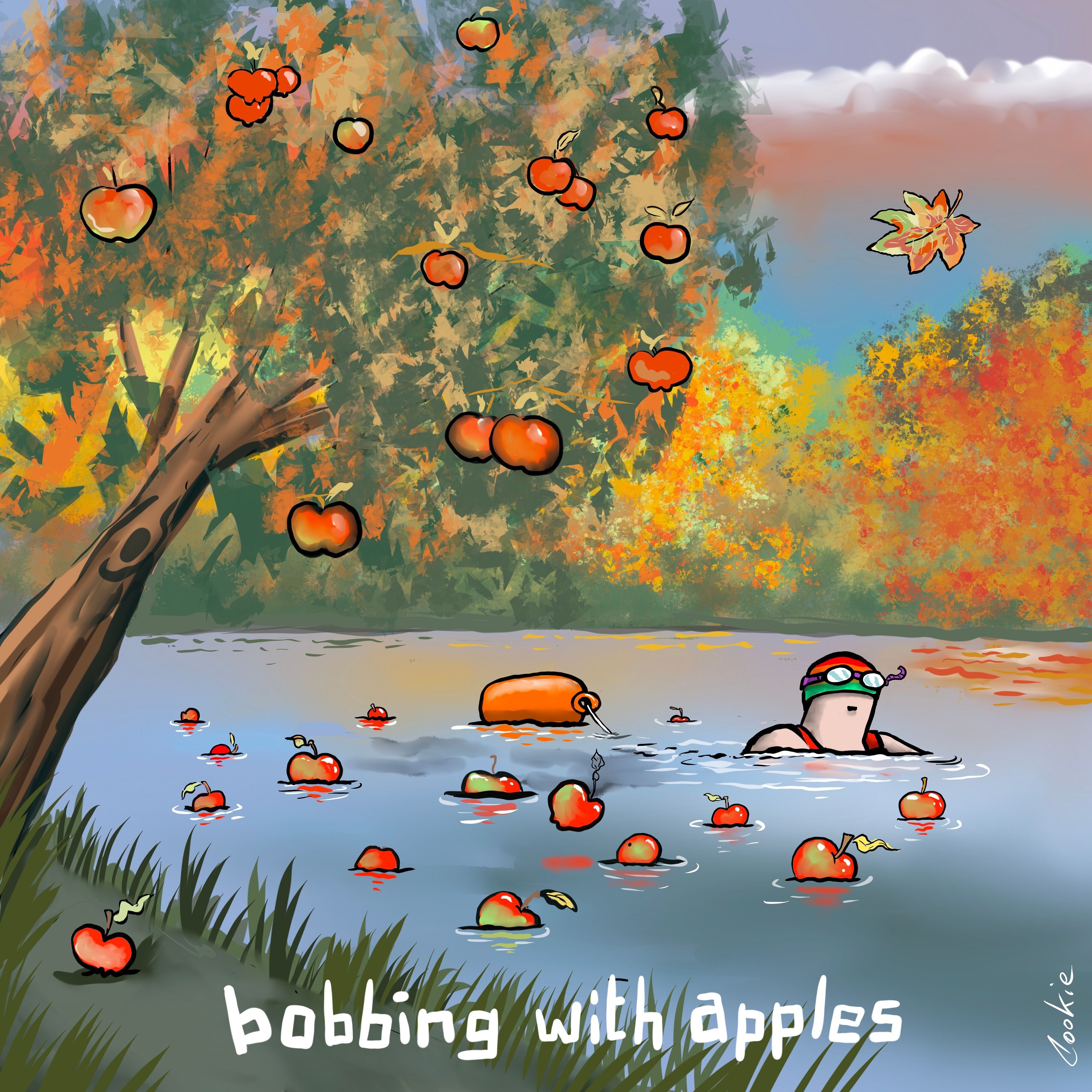 Flocker | Bobbin With Apples | Kimmer Blank Greetings Cards