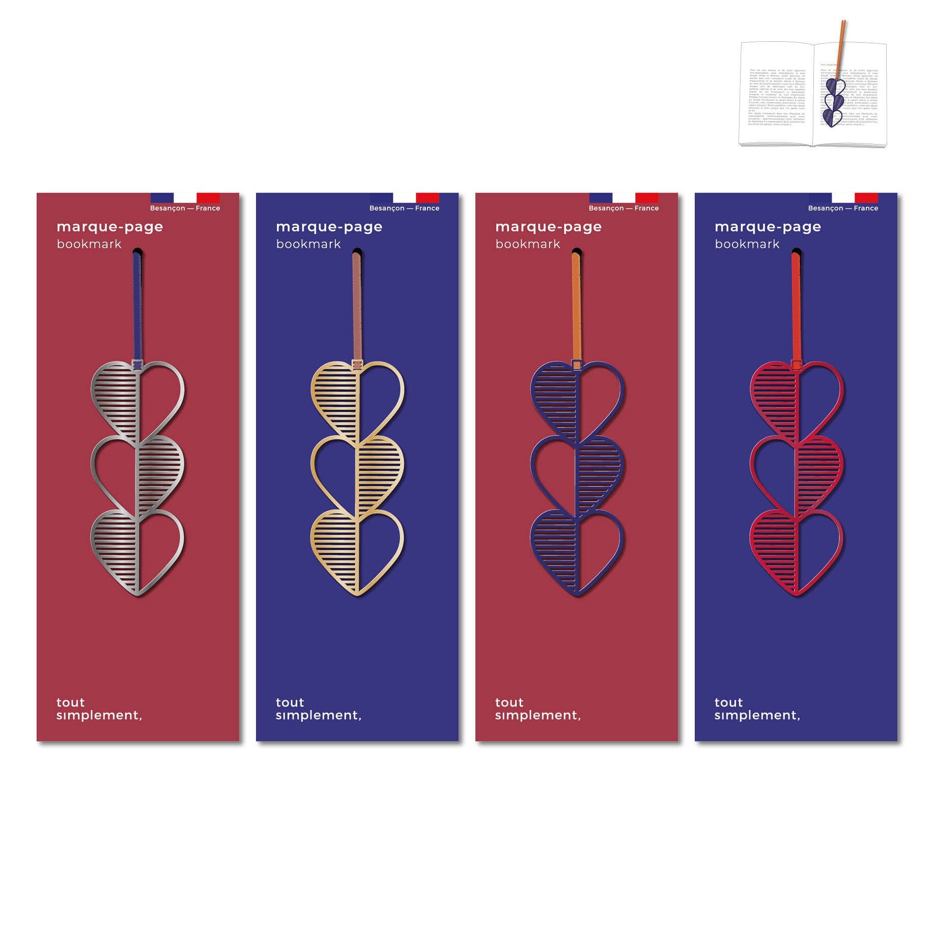 Assortiment de 12 marque-pages coeur