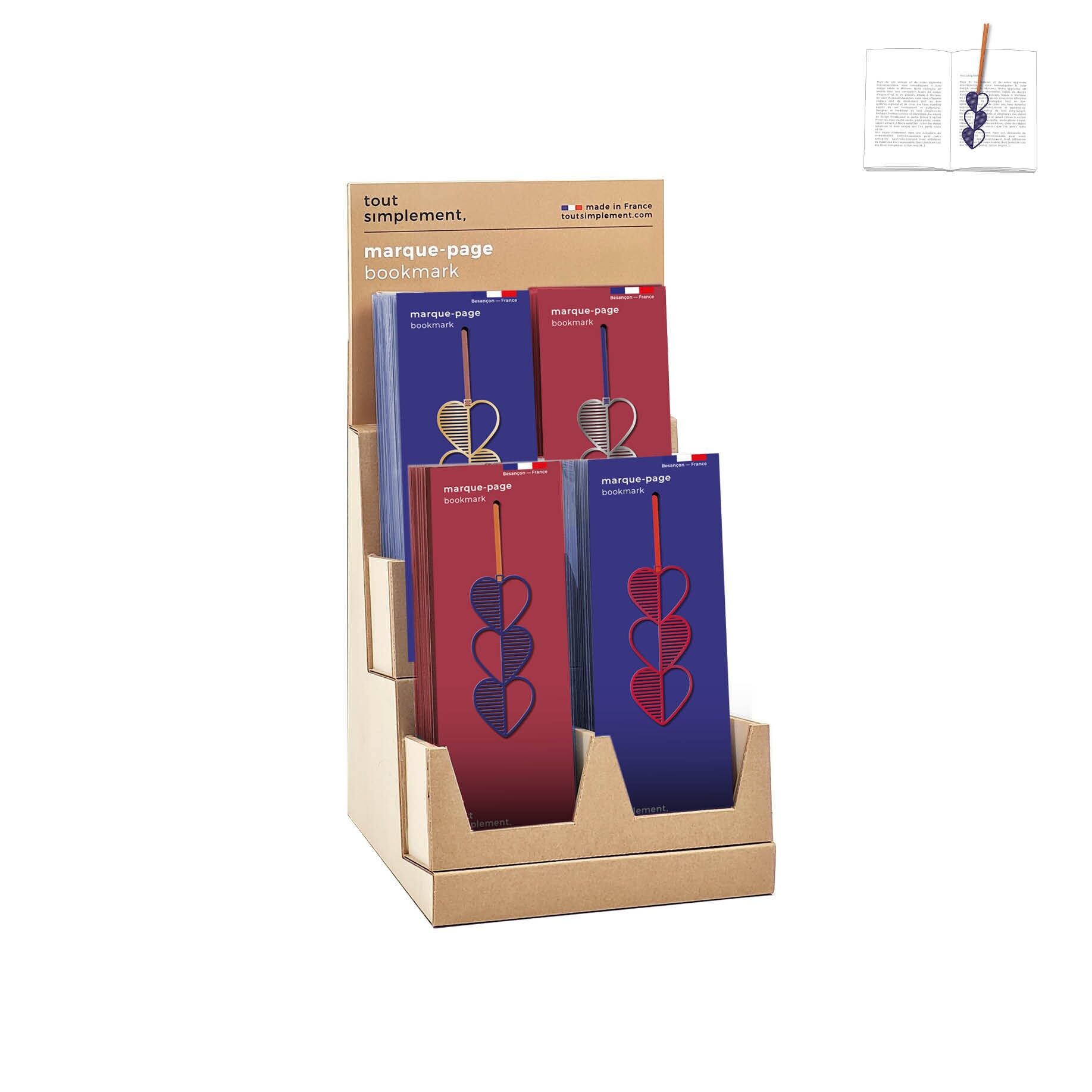 Présentoir plein de 48 marque-pages coeur