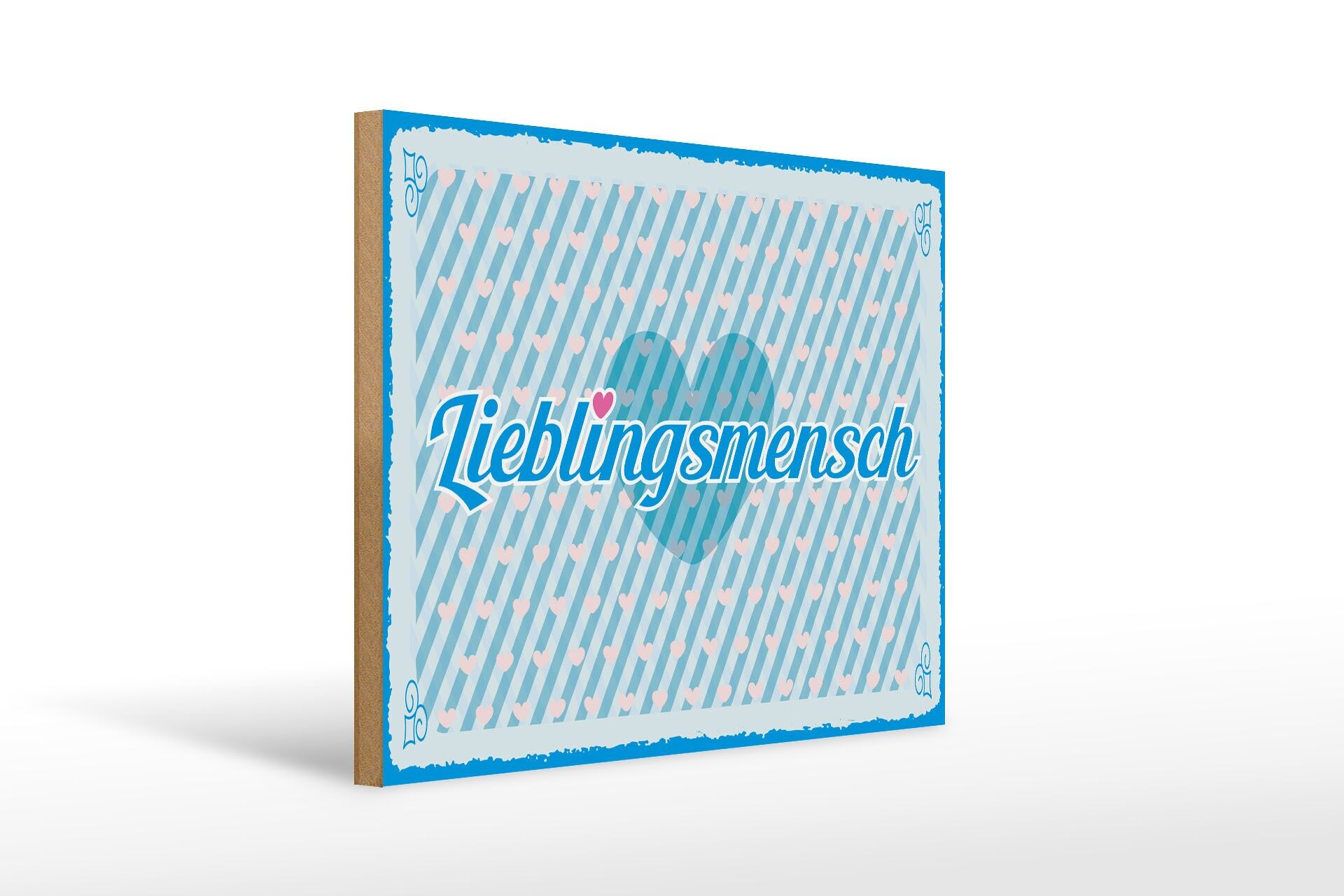Wooden sign saying 30x40 cm favorite person blue heart decoration sign