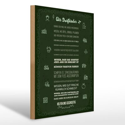 Letrero de madera con texto "Nosotros los niños del pueblo" de 30x40 cm. 13 ejemplos de letrero decorativo.