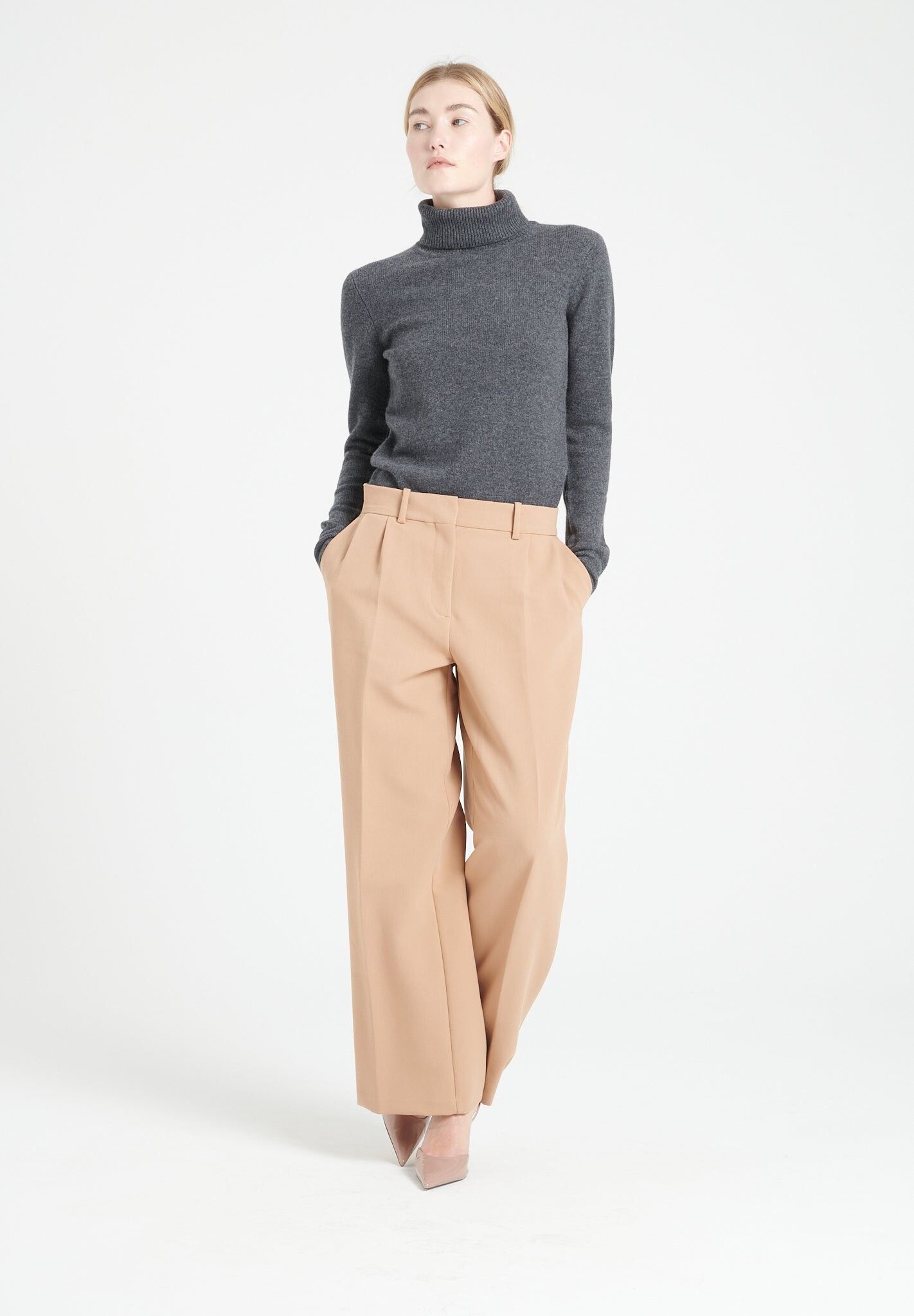 Maglione dolcevita da donna in cashmere 4 fili grigio antracite - LILLY 19