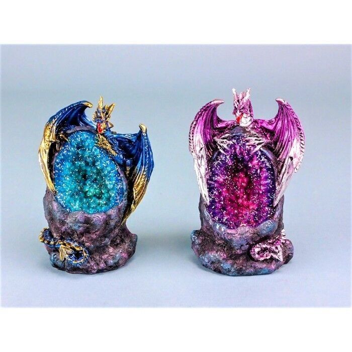 Drago con cristallo e luce LED, 11 cm, 2 assortiti