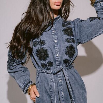 Floral Cosmos Denim Dress