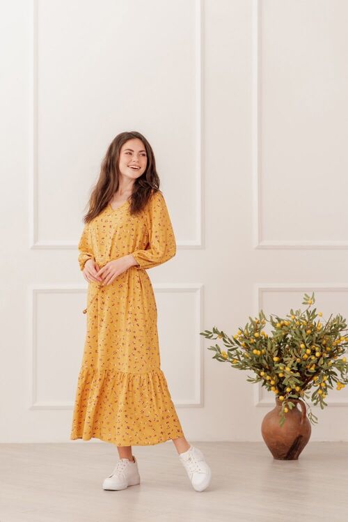 Robe droite longue jaune