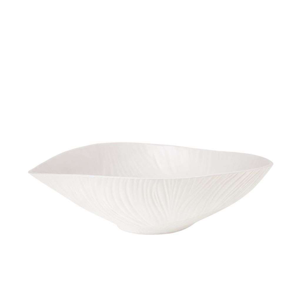 Matte beige ceramic salad bowl 38.5x29x14.5cm