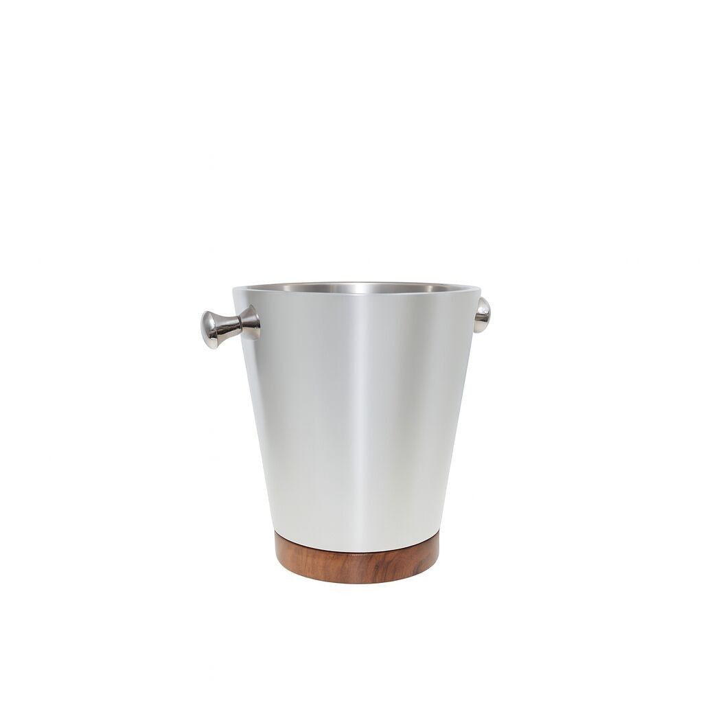 Secchiello per champagne in legno e argento 20.5x20.5×24.5 cm