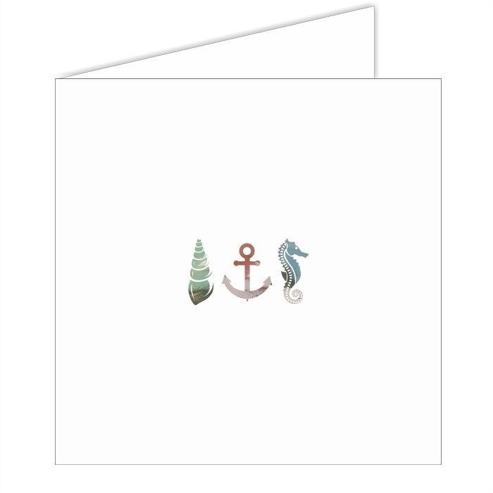 Biglietto d'auguri con conchiglia/ancora/cavalluccio marino