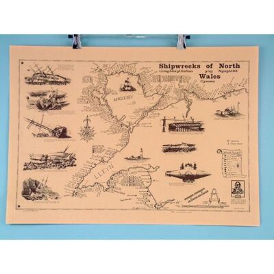 Épaves de navires du nord du Pays de Galles, 63 x 45 cm, parchemin