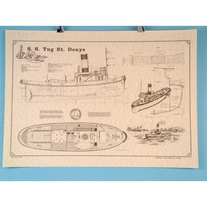 Rimorchiatore SS "St Denys" 63x45cm, pergamena