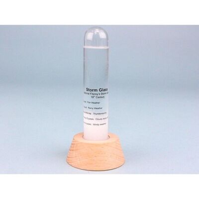 Verre tempĂŞte sur socle conique en bois, 14 cm