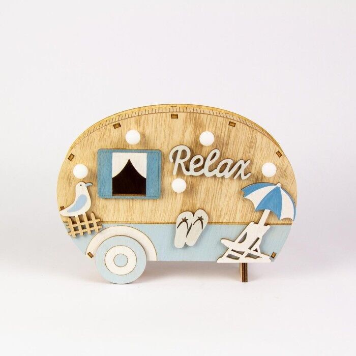 Roulotte in legno con luci, "Relax", 20 cm