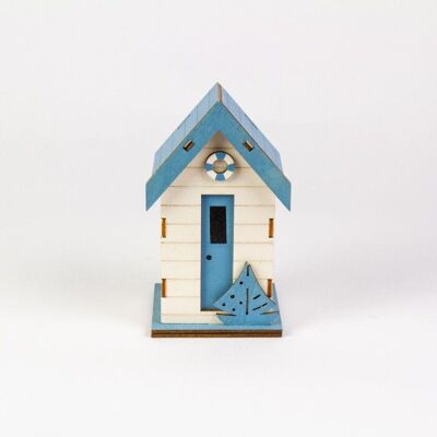 Capanna sulla spiaggia con yacht, 12 cm