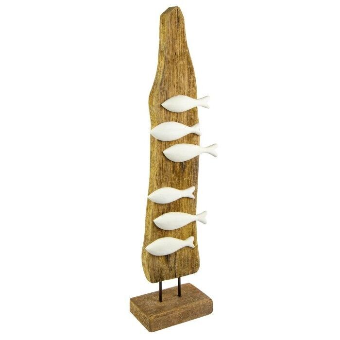 Pesce su pilastro di legno galleggiante, 48 cm