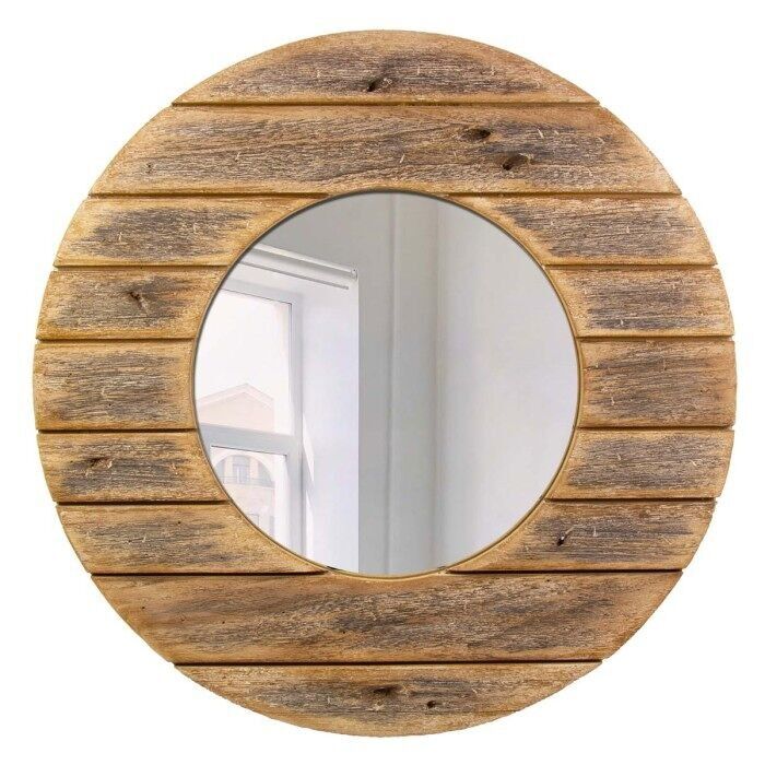 Specchio circolare in assi di legno, 68 cm