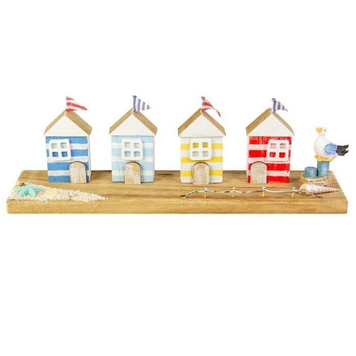 Quattro cabine da spiaggia su plinto, 34 cm