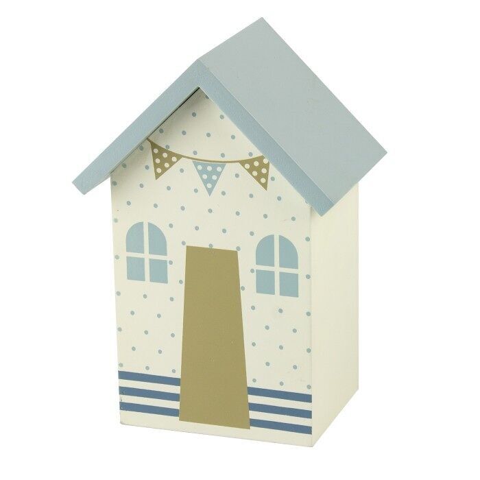 Salvadanaio Beach Hut, pois blu, 16 cm
