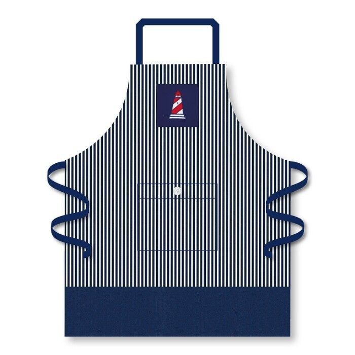 Grembiule Lighthouse, righe blu navy/rosso, 68x87cm