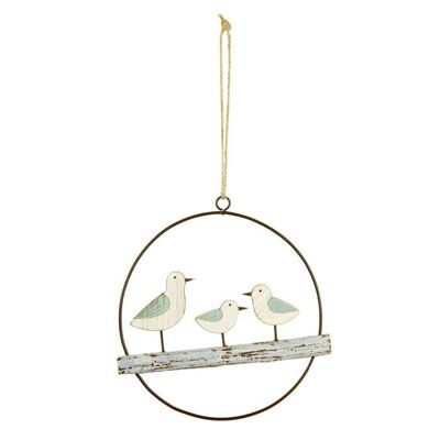 Bague en métal avec mouettes en bois, 17 cm