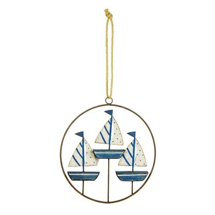 Anello in filo metallico con yacht, 19 cm