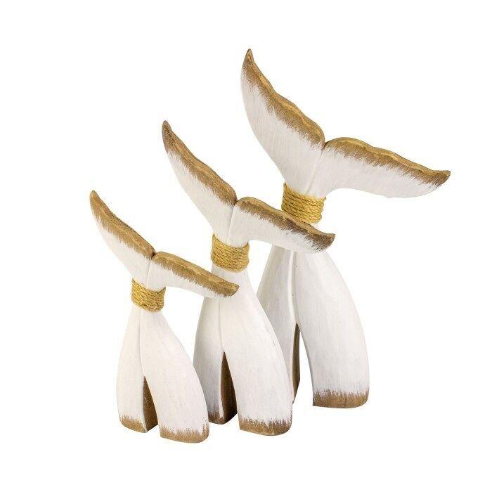 Code di balena in legno, set da 3, 27 cm