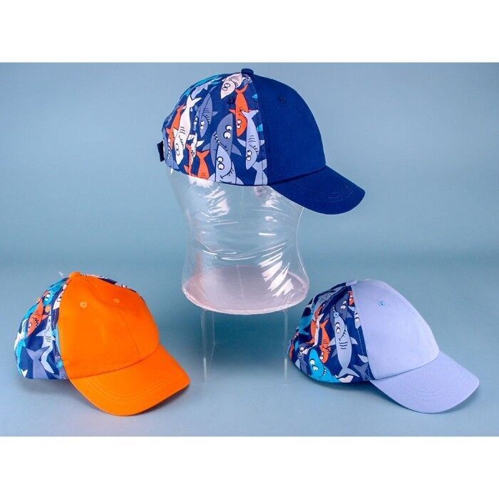 Cappellino da baseball con stampa squalo, 3 colori assortiti