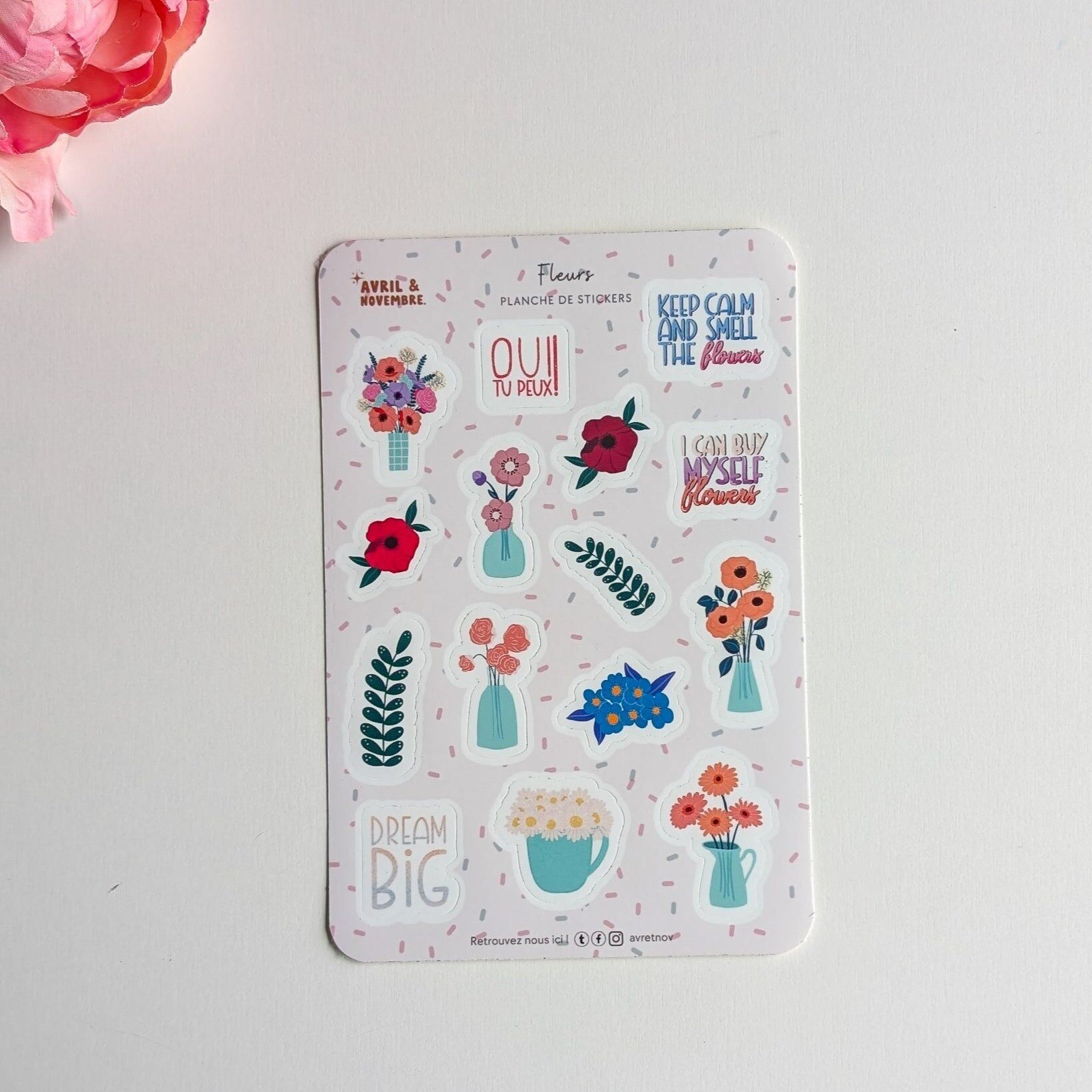 Hoja de pegatinas - Tema de flores