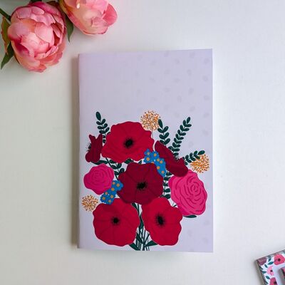 Quaderno A5 - Rilegatura con punti metallici - Anemoni e rose