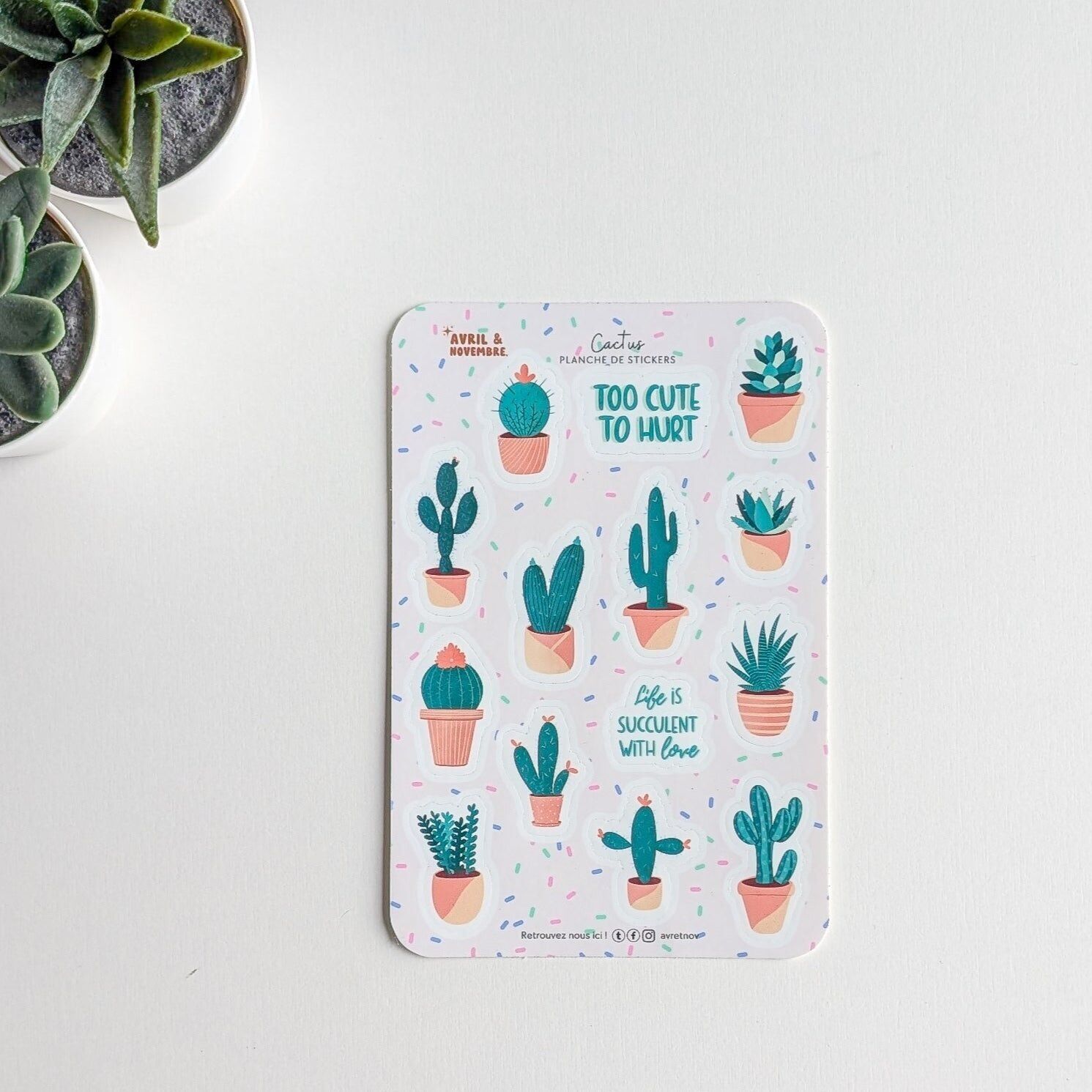 Hoja de pegatinas - Tema de cactus