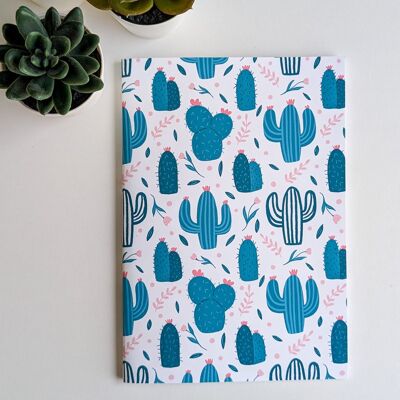 Quaderno A5 - Rilegatura con punti metallici - Cactus e fiori