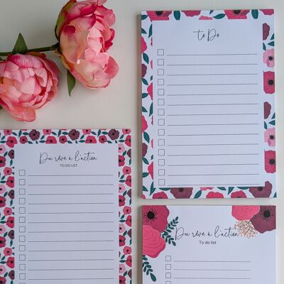 To-Do List A5 - Red and Pink Anemones