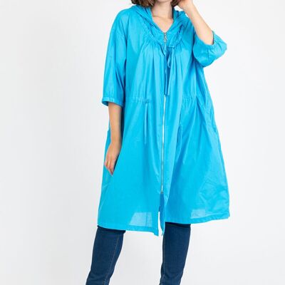 Giacca in cotone blu fine taglia comoda (C6527)