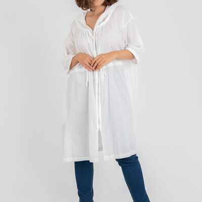 Giacca sottile in cotone bianco taglie forti (C6527)