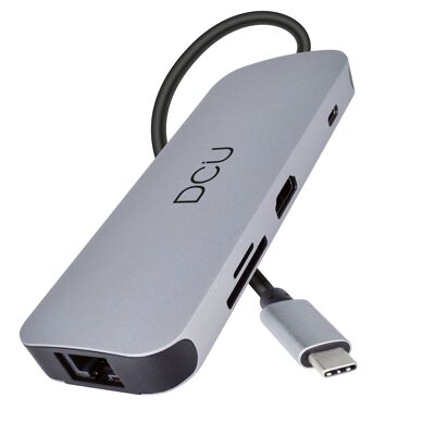 HUB USB Type C vers HDMI + RJ45 + 3xUSB 3.0 + lecteur de carte + jack + PD
