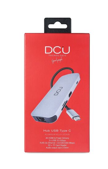 HUB USB Type C vers HDMI + RJ45 + 3xUSB 3.0 + lecteur de carte + jack + PD 2